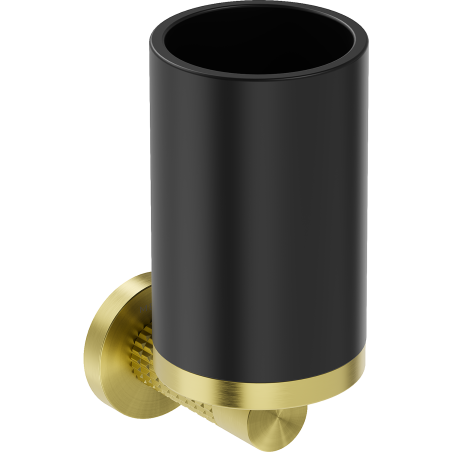Mexen Triv Zahnbürstenbecher, schwarz/gebürstet gold - 70A33051-55B