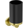 Mexen Triv Zahnbürstenbecher, schwarz/gebürstet gold - 70A33051-55B