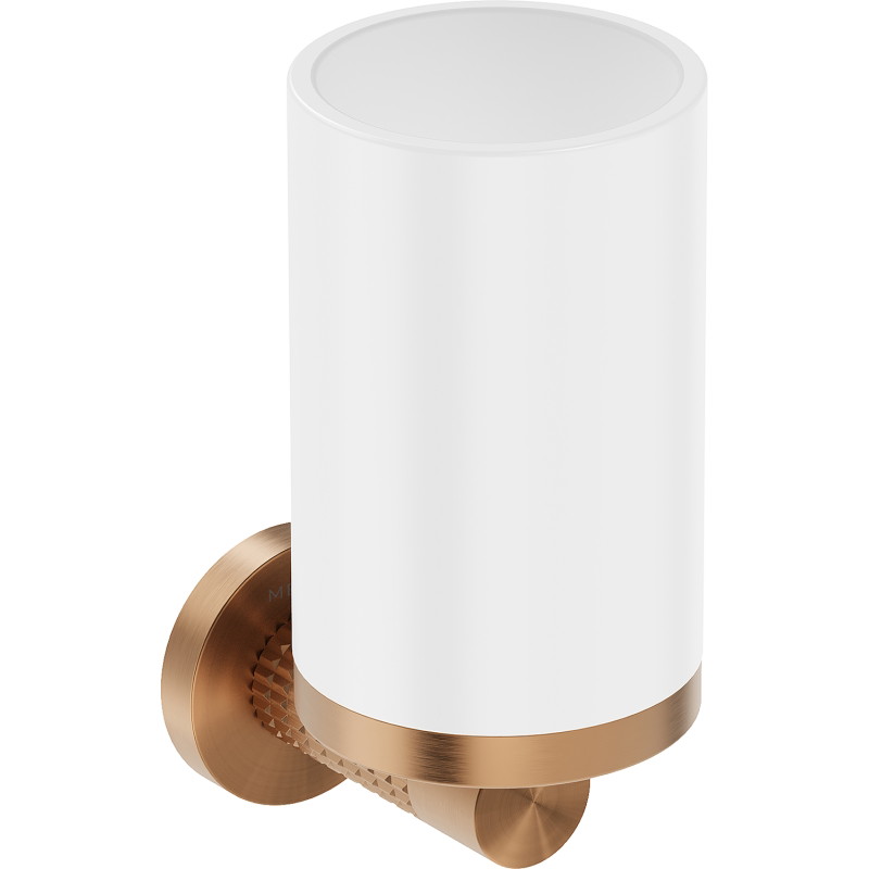 Mexen Triv Zahnputzbecher, weiß/gebürstetes Kupfer - 70A33051-65W