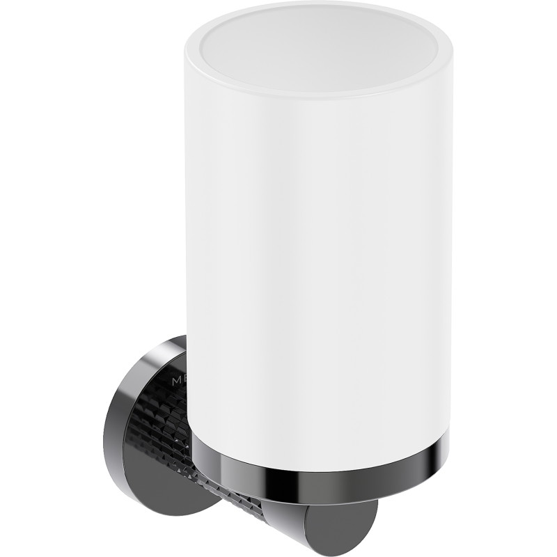 Mexen Triv Zahnputzbecher, weiß/black chrome - 70A33051-73W