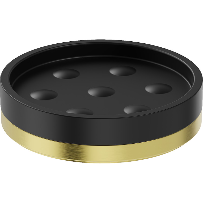 Mexen Triv stehende Seifenschale, schwarz/gebürstetes Gold - 70A33057-55B