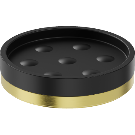 Mexen Triv stehende Seifenschale, schwarz/gebürstetes Gold - 70A33057-55B