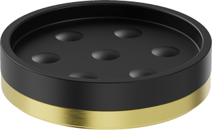 Mexen Triv stehende Seifenschale, schwarz/gebürstetes Gold - 70A33057-55B