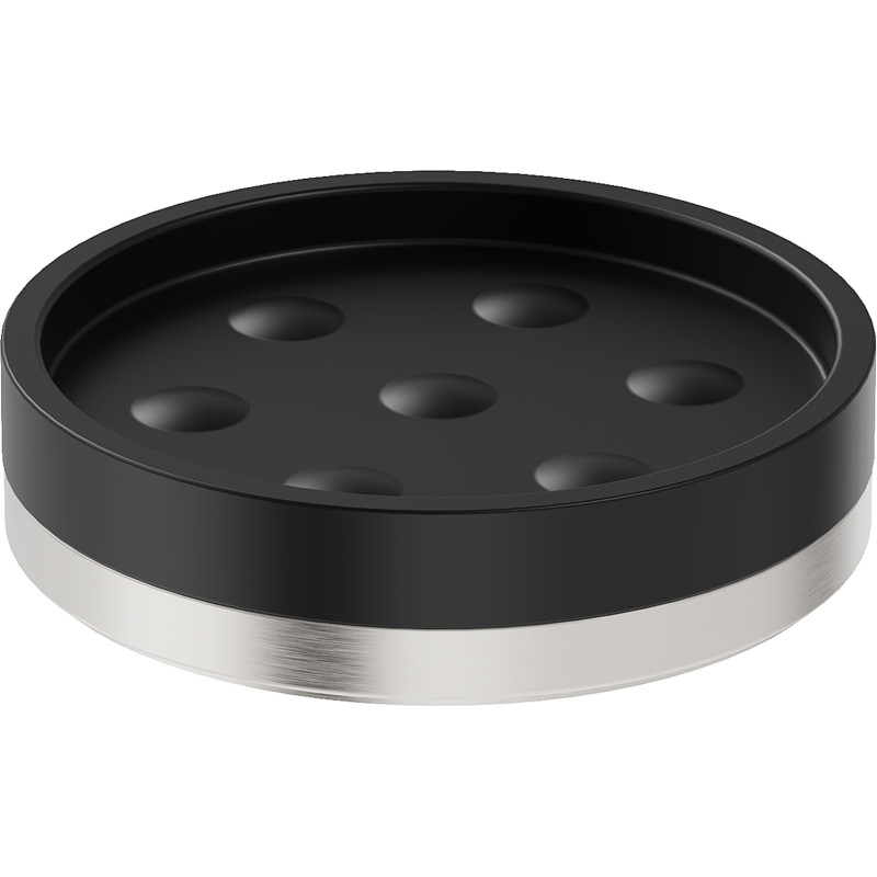 Mexen Triv stehende Seifenschale, schwarz/gebürstetes Nickel - 70A33057-97B