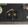 Mexen Gaspar Granitspüle 1,5-Becken mit Abtropffläche und Küchenarmatur Duero, schwarz/silber - 6507-73-671600-50