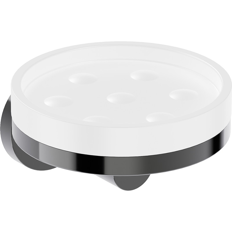 Mexen Triv Seifenschale, weiß/black chrome - 70A33055-73W