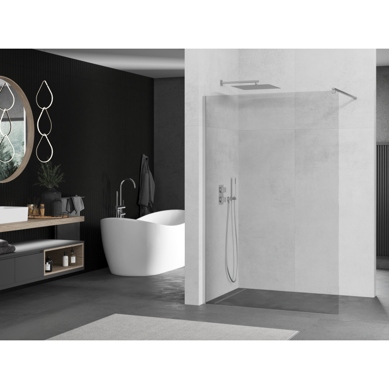 Mexen Kioto Duschwand Walk-in 80 x 200 cm, transparent 8 mm, Chrom - 800-080-101-01-00
