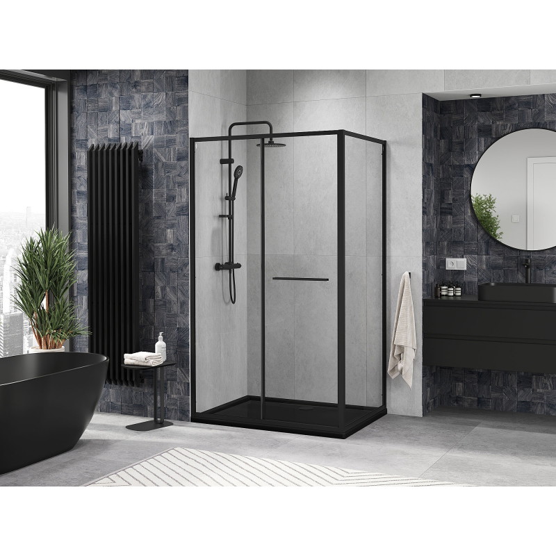 Mexen Linea Schiebedusche 85 x 80 cm, transparent, schwarz - 8E1-085-080-70-70