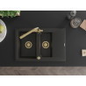Mexen Gaspar 1,5-Becken Granitspüle mit Abtropffläche und Küchenarmatur Duero, schwarz/gold metallic - 6507-75-671600-50