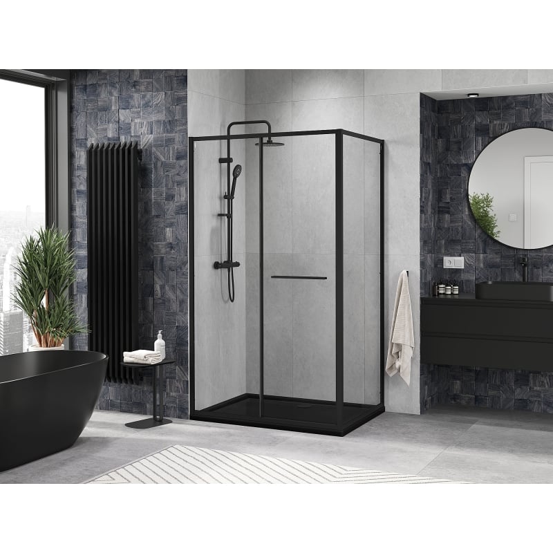 Mexen Linea Schiebeduschkabine 85 x 100 cm, transparent, schwarz - 8E1-085-100-70-70