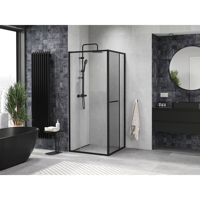 Mexen Linea Schiebeduschkabine 90 x 90 cm, transparent, schwarz - 8E1-090-090-70-70