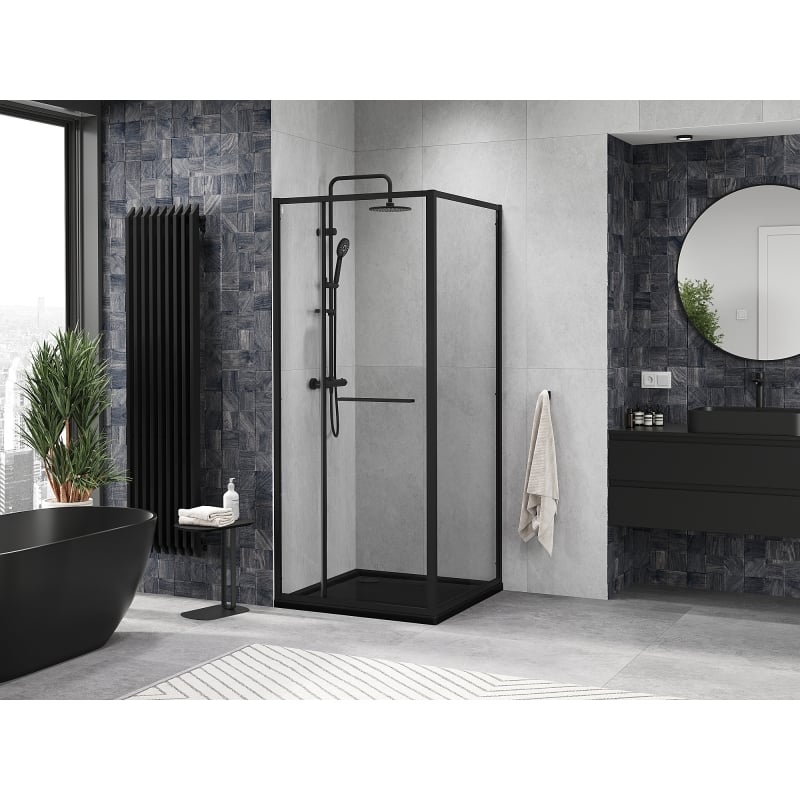 Mexen Linea Schiebeduschkabine 95 x 95 cm, transparent, schwarz - 8E1-095-095-70-70