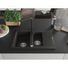 Mexen Gaspar Granitspüle 1,5-Becken mit Abtropffläche und Küchenarmatur Duero, schwarz/gold - 6507-75-671600-70