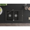 Mexen Gaspar Granitspüle 1,5-Becken mit Abtropffläche und Küchenarmatur Duero, schwarz/gold - 6507-75-671600-70