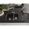Mexen Gaspar Granitspüle 1,5-Becken mit Abtropffläche und Küchenarmatur Duero, Schwarz/Gold Metallic - 6507-75-671600-00