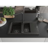 Mexen Gaspar Granitspüle 1,5-beckig mit Abtropffläche und Küchenarmatur Duero, schwarz/gold - 6507-75-671600-70-B