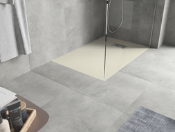 Mexen Hugo Rechteckige Duschwanne SMC 100 x 70 cm, beige, Abdeckung inox - 42697010-X