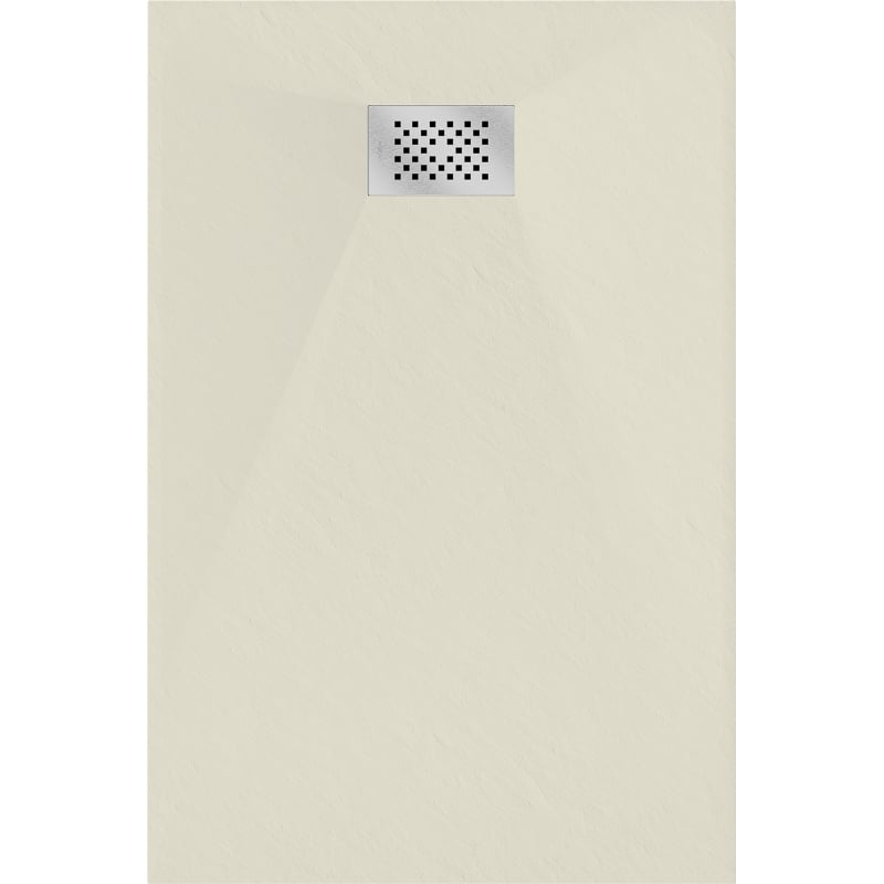 Mexen Hugo rechteckige Duschwanne SMC 80 x 70 cm, beige, Abdeckung aus Inox - 42697080-X