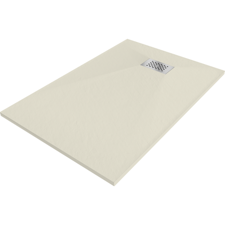 Mexen Hugo Rechteckige Duschwanne SMC 100 x 90 cm, beige, Abdeckung Inox - 42699010-X