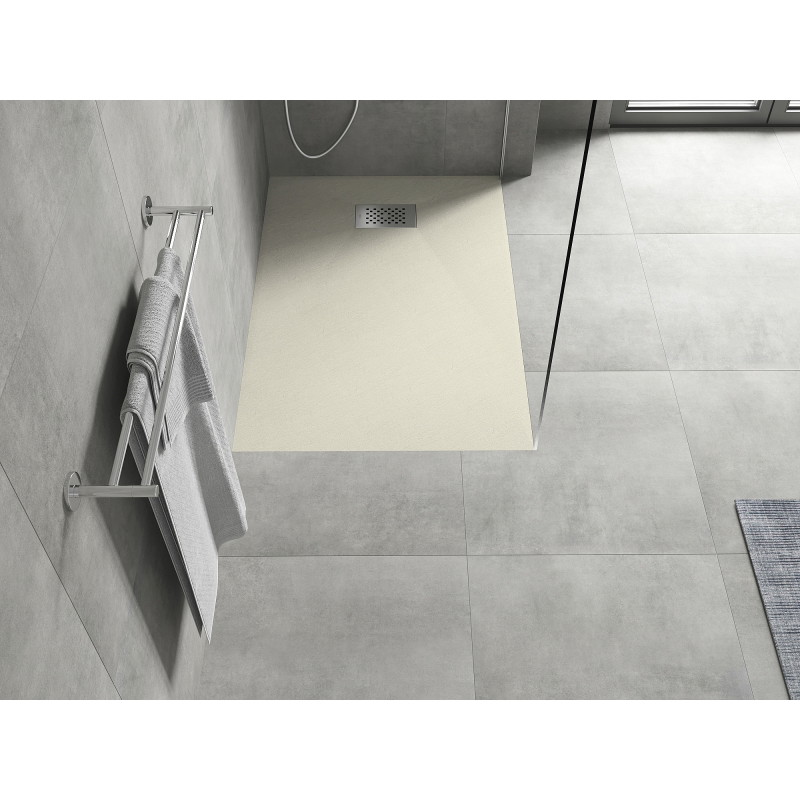 Mexen Hugo Rechteckige Duschwanne SMC 120 x 90 cm, beige, Abdeckung Inox - 42699012-X