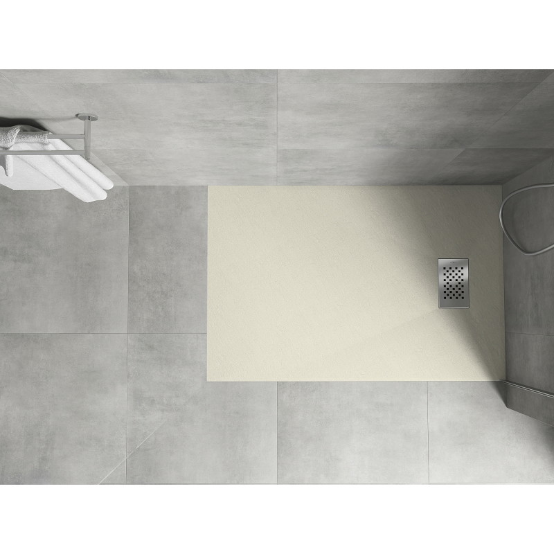 Mexen Hugo Rechteckige Duschwanne SMC 120 x 90 cm, beige, Abdeckung Inox - 42699012-X