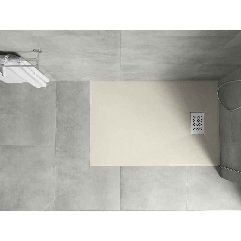 Mexen Hugo Rechteckige Duschwanne SMC 100 x 80 cm, beige, weiße Abdeckung - 42698010-W