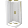 Mexen Rio halbrunde Duschkabine 80 x 80 cm, transparent, gold + Duschwanne Rio, weiß - 863-080-080-50-00-4710