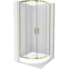 Mexen Rio Halbkreis-Duschkabine 90 x 90 cm, transparent, gold + Rio Duschwanne, weiß - 863-090-090-50-00-4710