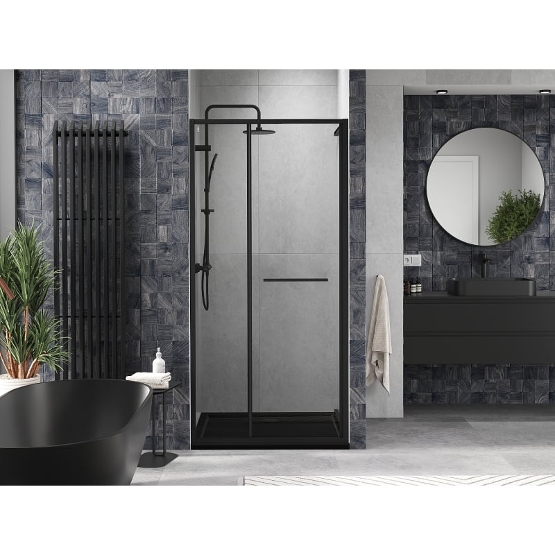 Mexen Linea Schiebetür Dusche 100 cm, transparent, schwarz - 8E1-100-000-70-70