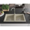 Mexen Mario Granitspüle 2-Kammer mit Küchenarmatur Telma, beige - 6504-69-670200-00