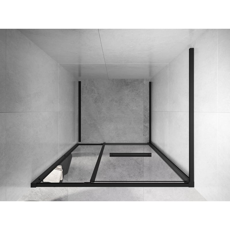 Mexen Linea Schiebetür Dusche 100 cm, transparent, schwarz - 8E1-100-000-70-70