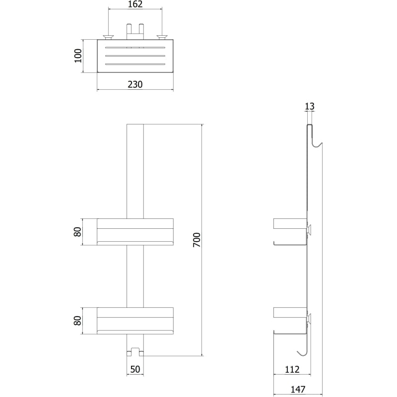 Mexen Brin-2 Badezimmerkorb mit Haken, Chrom - 70A8842-00