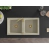 Mexen Mario granitspüle 2-Kammer mit Küchenarmatur Telma, beige - 6504-69-670200-50