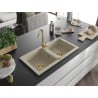 Mexen Mario granitspüle 2-Kammer mit Küchenarmatur Telma, beige - 6504-69-670200-50