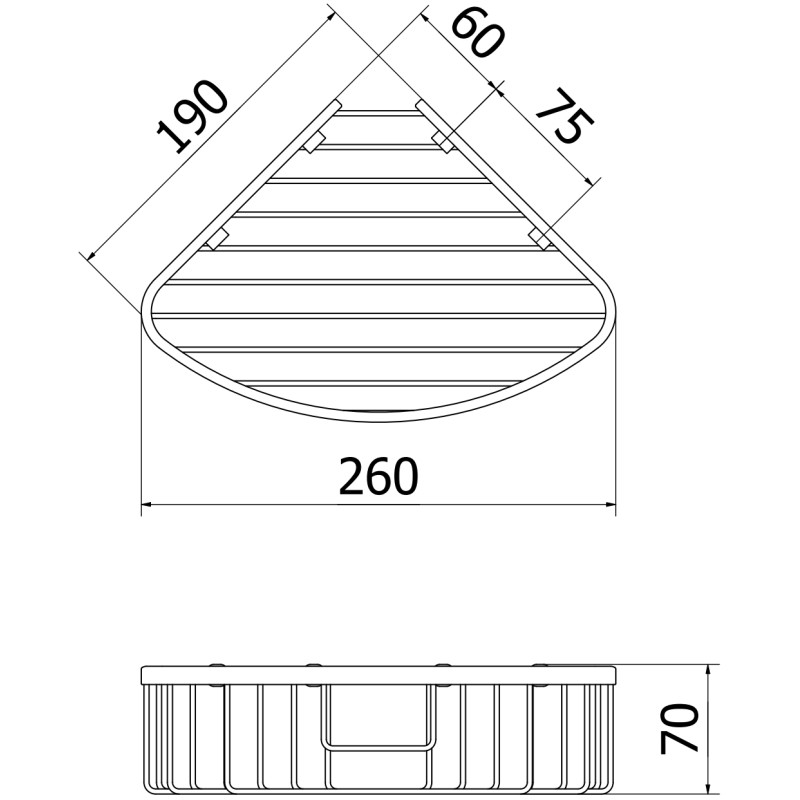 Mexen Uni-C Eckiger Badezimmerkorb, schwarz - 70A8517-70