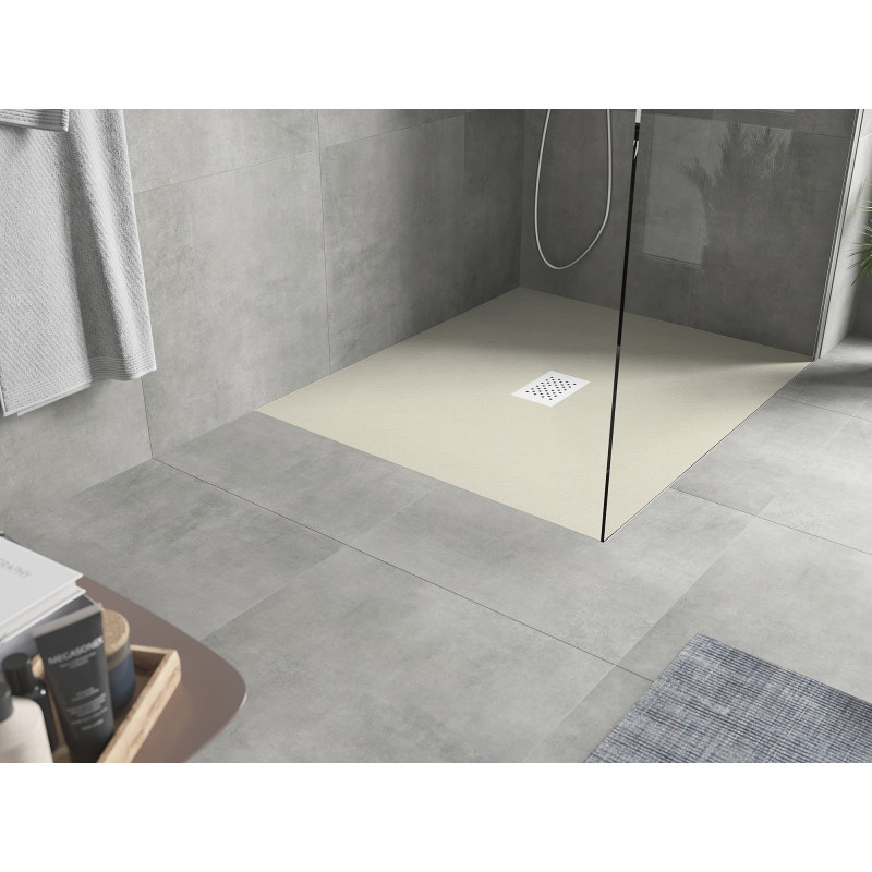 Mexen Hugo rechteckige Duschwanne SMC 120 x 100 cm, beige, weiße Abdeckung - 42691012-W