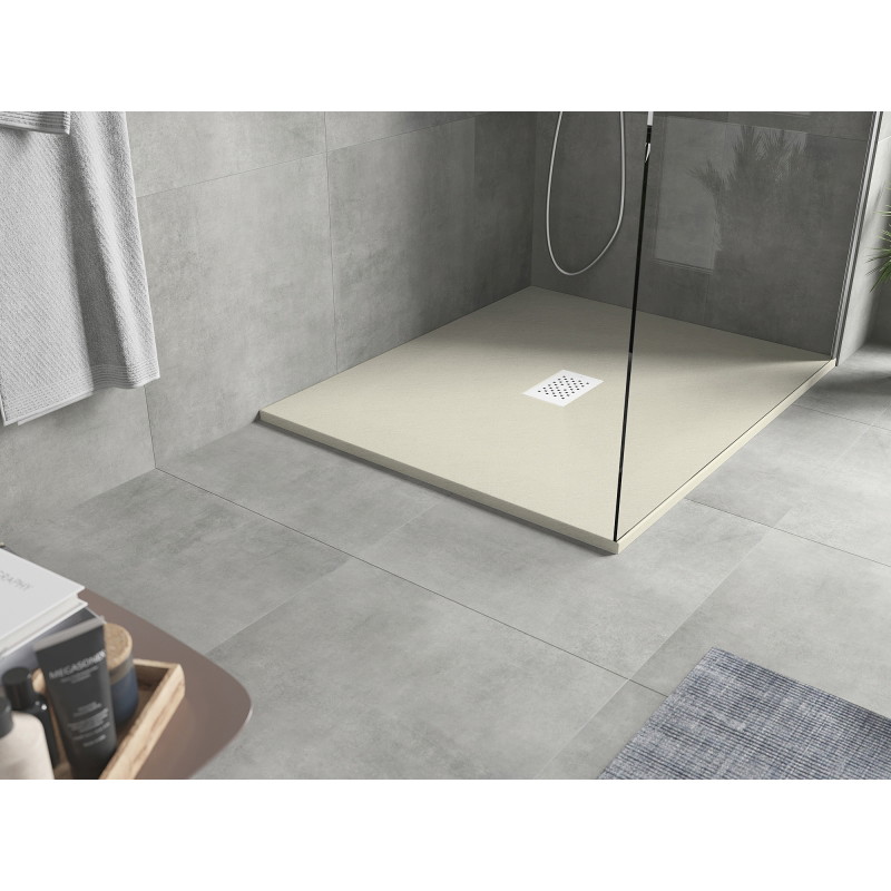 Mexen Hugo rechteckige Duschwanne SMC 120 x 100 cm, beige, weiße Abdeckung - 42691012-W