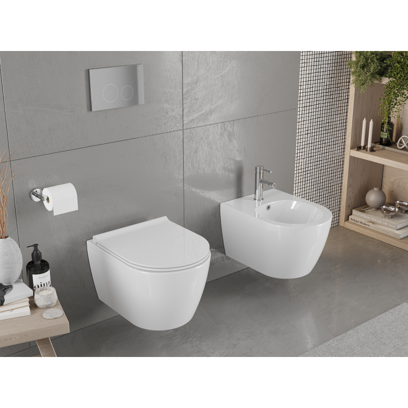 Mexen Carmen WC-Schüssel Rimless mit Soft-Close-Slim-Sitz, Duroplast, weiß glänzend - 30880500
