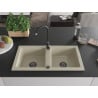 Mexen Mario Granitspüle 2-Kammer mit Küchenarmatur Telma, beige - 6504-69-670200-70