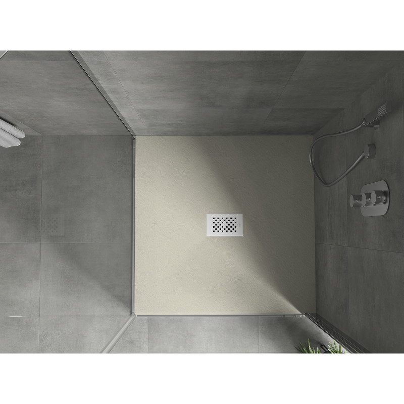 Mexen Hugo quadratische Duschwanne SMC 80 x 80 cm, beige, weiße Abdeckung - 42698080-W
