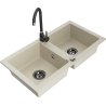 Mexen Mario Granitspüle 2-Kammer mit Küchenarmatur Telma, beige - 6504-69-670200-70