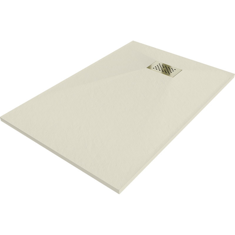 Mexen Hugo Rechteckige Duschwanne SMC 80 x 70 cm, beige, goldene Abdeckung - 42697080-G