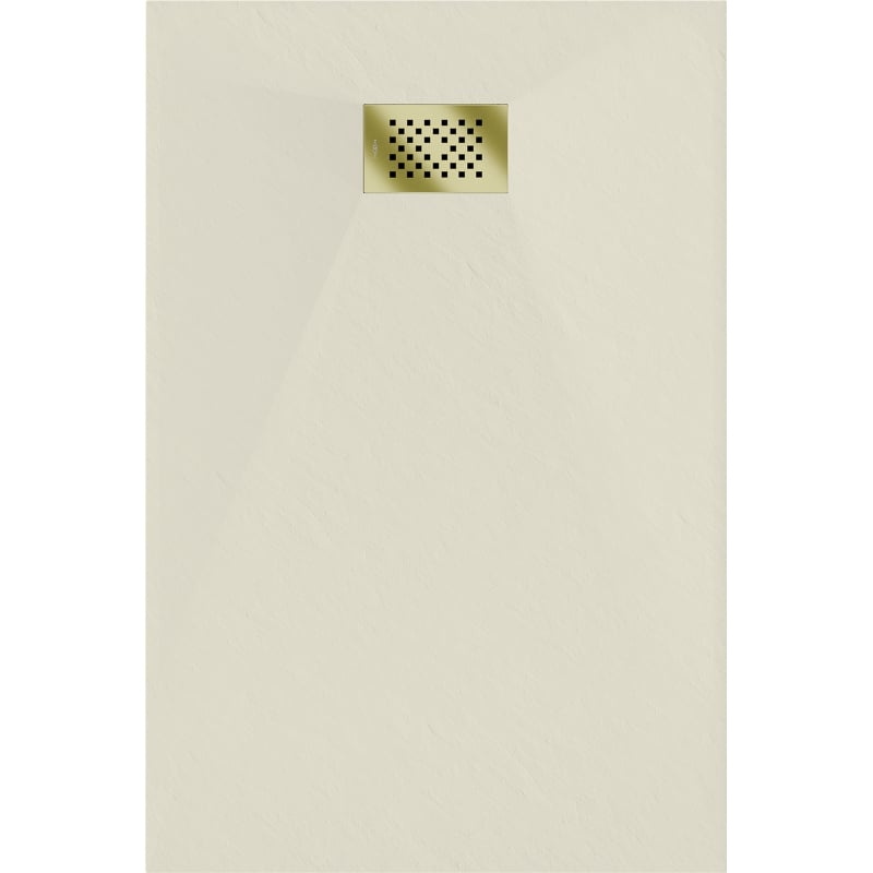 Mexen Hugo Rechteckige SMC-Duschwanne 120 x 80 cm, beige, goldene Abdeckung - 42698012-G