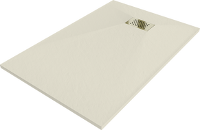 Mexen Hugo Rechteckige SMC-Duschwanne 90 x 80 cm, beige, goldene Abdeckung - 42698090-G