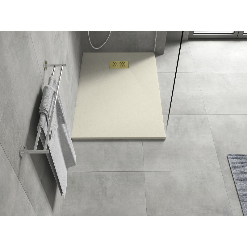Mexen Hugo Rechteckige SMC-Duschwanne 90 x 80 cm, beige, goldene Abdeckung - 42698090-G