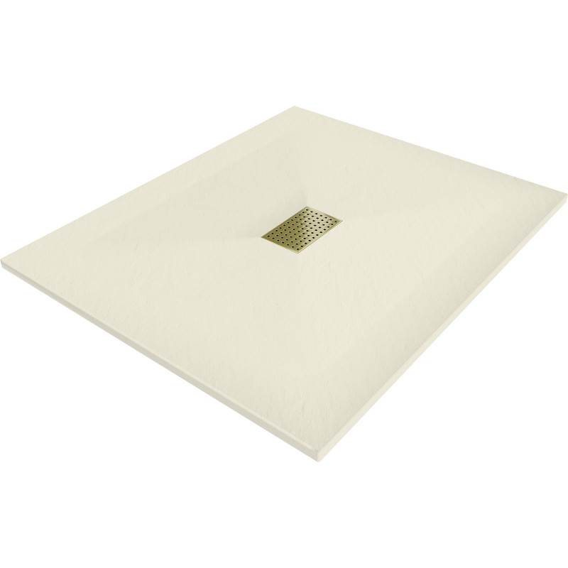 Mexen Hugo rechteckige Duschwanne SMC 120 x 100 cm, beige, Abdeckung gold - 42691012-G