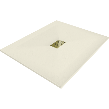 Mexen Hugo rechteckige Duschwanne SMC 120 x 100 cm, beige, Abdeckung gold - 42691012-G