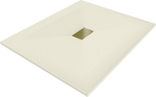 Mexen Hugo rechteckige Duschwanne SMC 120 x 100 cm, beige, Abdeckung gold - 42691012-G