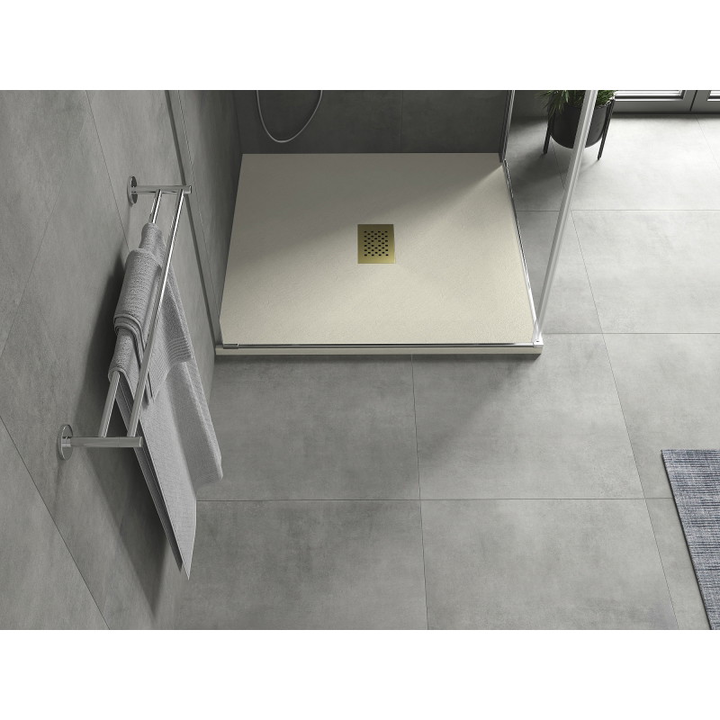 Mexen Hugo quadratische Duschwanne SMC 100 x 100 cm, beige, Abdeckung gold - 42691010-G