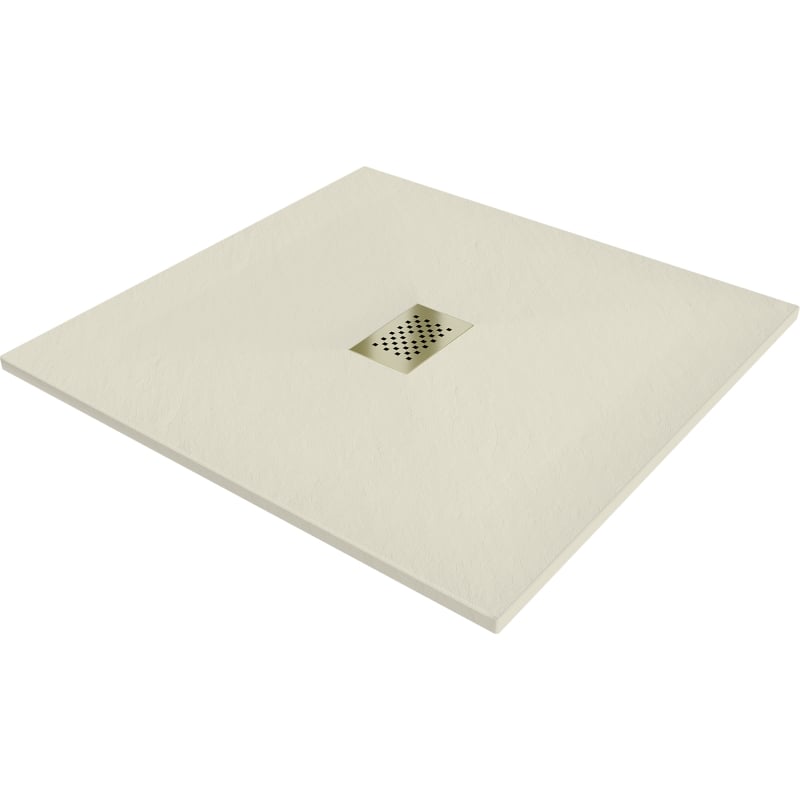 Mexen Hugo quadratische Duschwanne SMC 90 x 90 cm, beige, Abdeckung Gold - 42699090-G